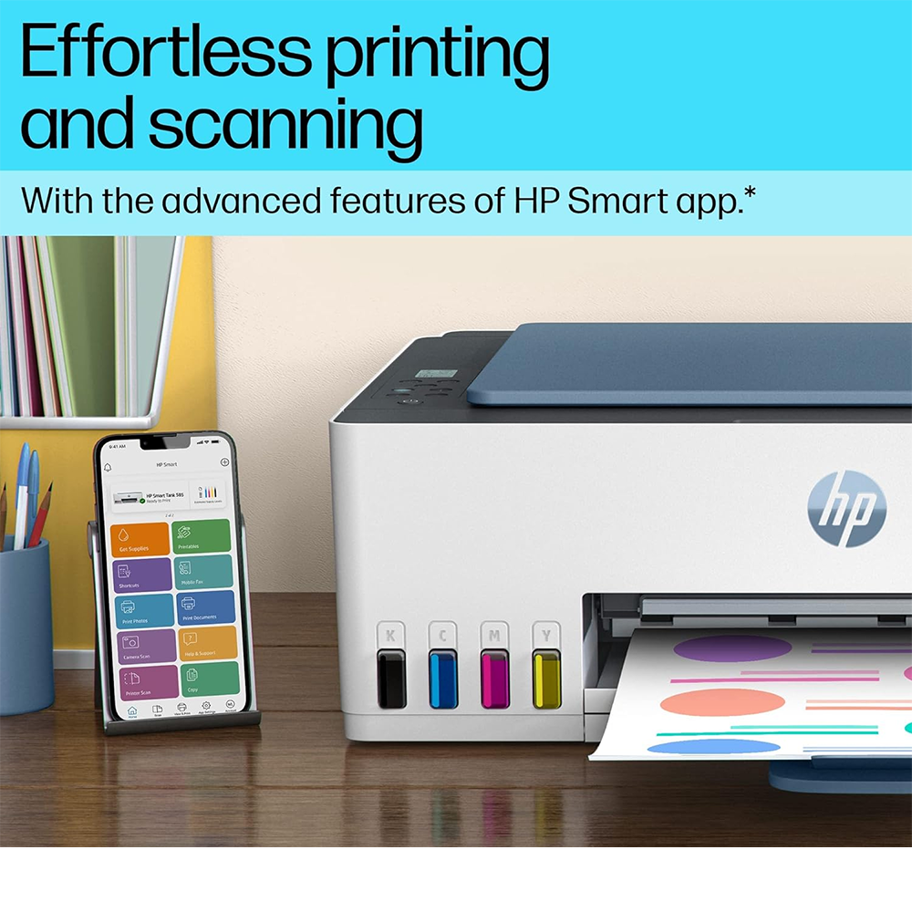 HP smart tank Wireless 585 all-in-one, impression, copie, scan, Imprimante