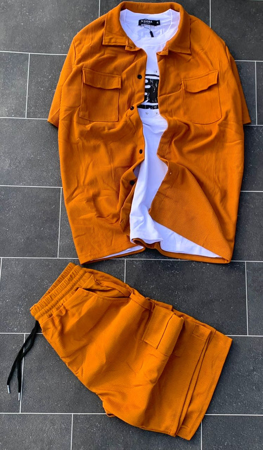 Ensemble Chemise & Short en Côtelé - Style Décontracté & Tendance