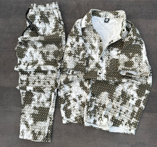 Ensemble Chemise et Pantalon à Motif Camouflage Abstraits