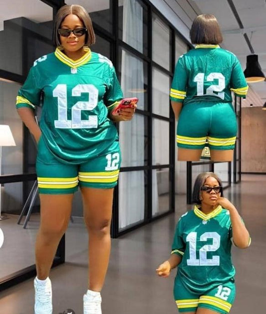 Ensemble Streetwear "Jetlyfe" : Short & T-shirt Oversize Style Maillot Sportif - Vert & Jaune