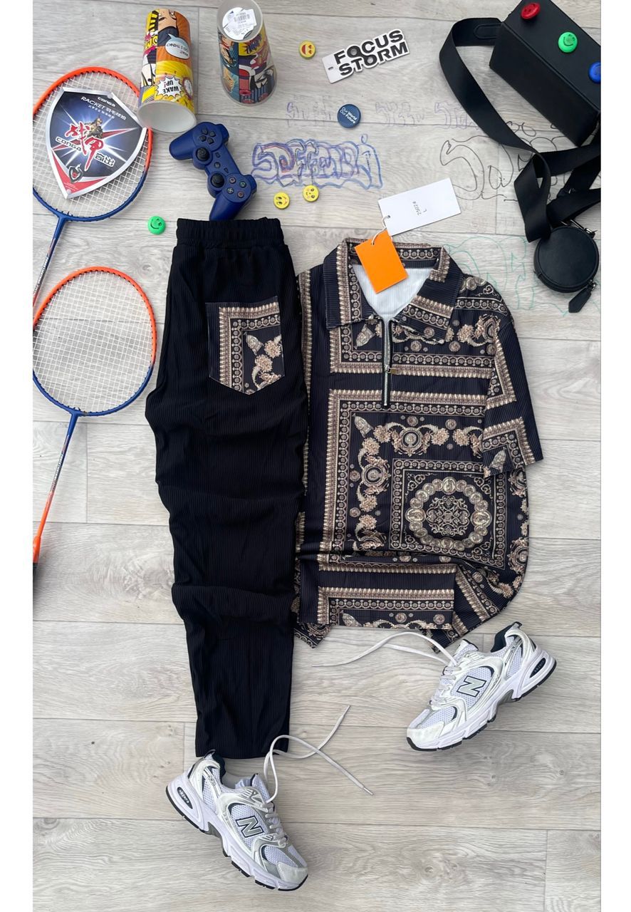 Ensemble Homme Sport Décontracté Chic : Chemise Bandana & Pantalon Côtelé