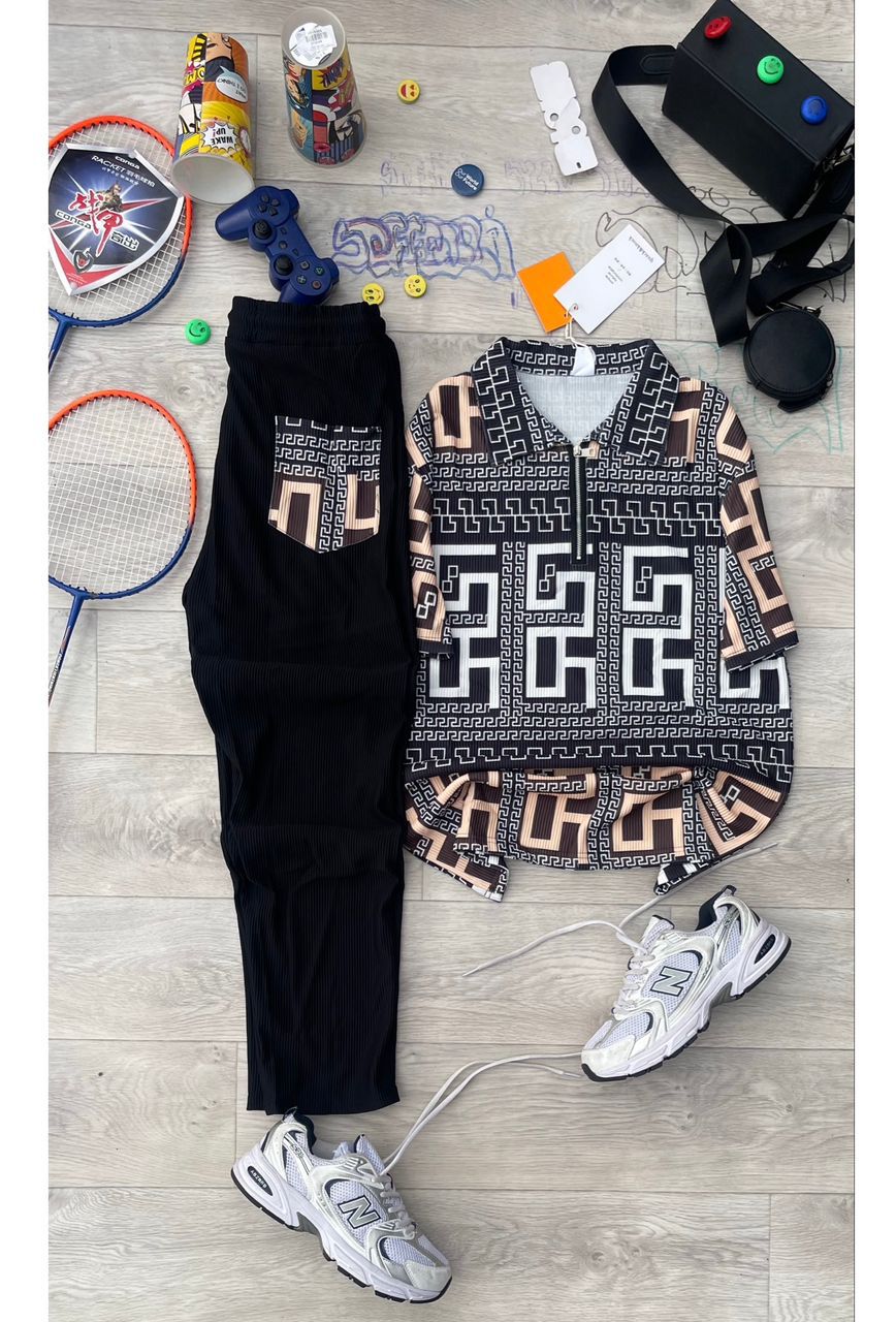 Ensemble Homme Sport Décontracté Chic : Chemise Bandana & Pantalon Côtelé